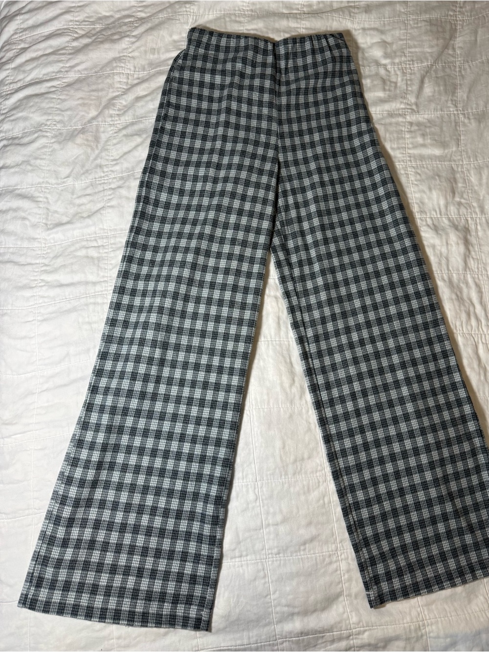 ASOS Wide Leg High Waisted Pants in Gray Check Heartbreak Size M